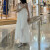 妍柏妮蕾丝波西米亚镂空长款外搭披肩度假风夏季薄款网格针织开衫外套女 奶白(吊带裙) S