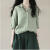 唐巷麻料女装亚麻高级复古绿色棉麻衬衫女夏季薄款感设计感小众小清新 豆绿色 S 建议80-95斤