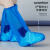 一次性防水鞋套雨天高位加厚防滑男女款透明隔离靴套耐磨塑料脚套 超长筒 透明白10只+蓝色10只 加 均码