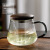 UOSO日式茶水分离泡茶杯耐热玻璃过滤茶道杯带盖家用花茶杯办公室水杯 圆趣竖纹三件杯(450ml)胡桃木盖