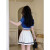 许棋杏学生啦啦队服装成人篮球拉拉队啦啦操青春活力舞蹈表演服套装 0022白色黑边裙子+蓝色上衣 S