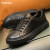 Rogosky香港潮牌欧洲站男鞋手工编织板鞋男士英伦风板鞋商务休闲鞋子 黑色白底 42（皮鞋码）