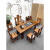 欧洲品质办公室家用组合老船木喝办公客厅办公椅办公室组合室功夫 2.8米桌+6靠背椅+船舵主椅 电 整装