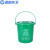 蓝鲸环卫 20L圆形绿色手提带盖 垃圾桶大号摇盖式塑料户外有盖垃圾箱商用翻盖桶LJHW-1006