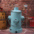 复古铁艺工业风创意个性收纳筒消防栓带盖脚踩金属垃圾桶客厅户外 大号浅蓝