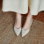 TATAXI女鞋白色尖头伴娘鞋2024春季法式复古平底浅口单鞋女百搭珍珠低跟 米白色 37