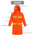 齐力安 长款风衣式雨衣 环卫工人园林绿化防反光雨衣 荧光橙 XXL