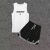 PXZX夏天运动背心超短裤两件套装夏季美式篮球短裤男健身跑步训练服短 黑色背心黑色短裤 S6080斤