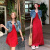 何乐高个子连衣裙夏季拖地长裙170-175到脚面的连衣裙吊带抹胸女收腰 红色长裙 L码(建议105-115斤)