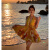 梧珑三亚旅游必备沙滩裙海边度假女黄色印花挂脖连衣裙法式气质仙女裙 图片色 S