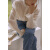 皮尔卡丹2024春季设计感小众白色立领木耳边衬衫女法式复古灯笼袖打底上衣 白色 S
