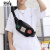 袋鼠（KANGAROO）时尚潮男新款胸前包韩版真皮街头青年小包单肩包徽章图案后背 黑色