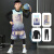 迪士尼（Disney）儿童篮球训练服秋冬儿童篮球服四件套装定制球衣篮球男孩蓝球运动 卡其四件套-英文公仔+3号 3XS身高115-125CM