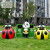 户外卡通动物熊猫分类垃圾桶玻璃钢雕塑游乐园商场用美陈装饰摆件 米白色 78黄色瓢虫垃圾桶