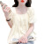 皮尔卡丹（PIERRE CARDIN）气质方领泡泡袖衬衫女2024年夏季新款宽松遮肚子休闲雪纺衫上衣潮 杏色 XL