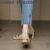 马登·凯瑟琳（MADDEN KATHAYINE）品牌轻奢复古高跟鞋女粗跟2024春季新款软皮法式方头中跟单鞋女 米白色 7cm 35