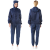 WK 无尘服防静电服分体连帽工作服洁净服防尘服喷漆养殖场 藏青 XL