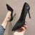 爱图荣法式少女高跟鞋2021新款春季百搭性感尖头浅口细跟单鞋职业女黑色 黑色5CM 猫跟 34标准码
