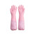 茶花 保暖手套 洗碗手套PVC加绒加长束口型加厚洗衣清洁袖套橡胶手套 粉色 224001 1双/包