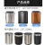 不锈钢垃圾桶无盖压圈方形直投厨房客厅房间商场卫生间果皮箱 黑钛30升（320*265*700mm)