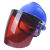 配安全帽式电焊面罩防飞溅冲击切割防烤脸护脸面具头盔安全帽子 支架+茶屏+蓝安全帽