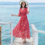 三亚海边旅游海岛度假拍照穿沙滩裙女士连衣裙巴厘岛海滩裙女夏雪纺大摆碎花波西米亚长裙 红色 3XL 134-145
