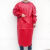 伏加瑞男女加大加厚皮革罩衣防油反穿衣长袖工作服厨房屠宰PU防水围裙 1.2米红色
