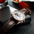 天王表(TIANWANG)手表 轮时代系列皮带镂空机械表商务男表专柜同款白盘棕带GS5963P/D