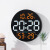 完壮简约客厅挂钟电子钟创意多功能家用时钟带温度湿度静音钟表闹钟 桔色+白色