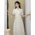 CJUQ古装服装女新中式国风复古盘扣改良套装旗袍两件套半身裙新款2024 米白色 M 96-109斤