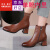 瓦尔·威仑（Valviv Leon）品牌轻奢秋冬季女鞋新款短靴真皮高跟女靴单靴子大码 棕色单靴 35