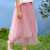 女童时髦网纱半身裙夏季2024新款夏天女孩百褶裙中大童洋气裙子 粉色裙子 120cm