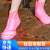 德岐 硅胶雨鞋套 防滑加厚 男女成人雨具户外耐磨防水 红色 S(30-33码) 
