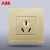 ABB开关插座由悦珍珠金系列一开二开五孔三孔16A墙壁套餐面板 一开单控带灯AG17653-PGPG