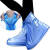 夏季雨天户外登山旅游非一次性PVC男女加厚防水防滑耐磨加强便携式防雨拉链脚套雨靴鞋套 （L）40-41码蓝色