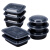 美式圆形900ml一次性餐盒打包盒700长方形黑色塑料快餐盒饭盒 圆形Y900黑色150套