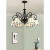 地中海风格吊灯欧式客厅灯餐厅灯卧室灯美式田园彩色灯罩装饰灯具 黑色5头+蓝海灯罩