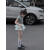 OIUO女童露背T恤+蛋糕裙套装夏季宝宝ins风短袖上衣半身裙裤 灰色抽绳露背上衣 90cm