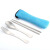 AOTU韩版勺子筷子叉子不锈钢便携三件套布袋创意可爱餐具