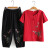 蝶姿语棉麻t恤老太太薄款朴素两件套夏季套装短袖上衣妈妈装 正红色 XL(建议100斤以下)