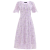 未风紫色雪纺碎花连衣裙女夏季新款气质百褶薄款修身裙子 紫色 M
