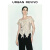 URBAN REVIVO新款女装法式纯欲挂脖荷叶边一字领开襟衬衫 裸杏色 XS (160/80A)