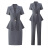 特洛曼灰色短袖西装套装女单扣荷叶边显瘦通勤职业女装套裙两件套