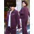 梵侈赫尔轻奢品牌中老年妈妈春秋装外套女时尚洋气灯芯绒运动服休闲裤子三 紫色两件套 M80-95斤