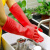 牛筋乳胶手套加厚耐用洗碗防水工业清洁橡胶手套 粤龙黄色加长加 粤龙加长5双装(红色) S