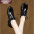 奢卡洛（SEEKALOOU）品牌2024新款英伦风女鞋裂纹漆皮系带深口单鞋女软底低跟小皮鞋女 卡其色 34