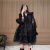 益乔公主蓬蓬裙连衣裙成人黑色女春装2024年新款设计感小众气质长袖网 黑色 S