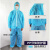 一次性白大褂 一次性防护工作服无纺布连体带帽全身防尘服猪场养殖场 蓝色分体服套装 XXL