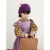 佩唯莉女童秋季新款衬衣连衣裙套装时尚印花立体小飞袖宝宝上衣 连衣裙紫色2222 80cm