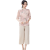 啄木鸟女装十大品牌40岁50岁中年真丝上衣女大码短袖套装妈妈夏季 米色 (上衣) M (建议80-95斤)